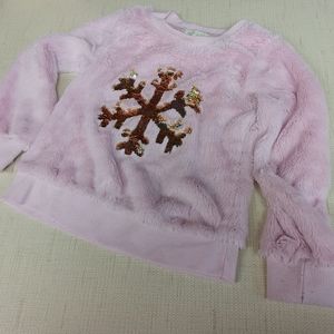 Pink Sparkly Snowflake Sweater Pullover Top Girls Sz 6